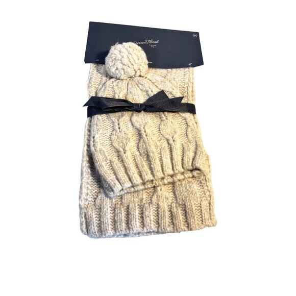 Universal Thread Womens Cable Knit Beanie & Scarf Set Winter Accessories Cream - Picture 2 of 8
